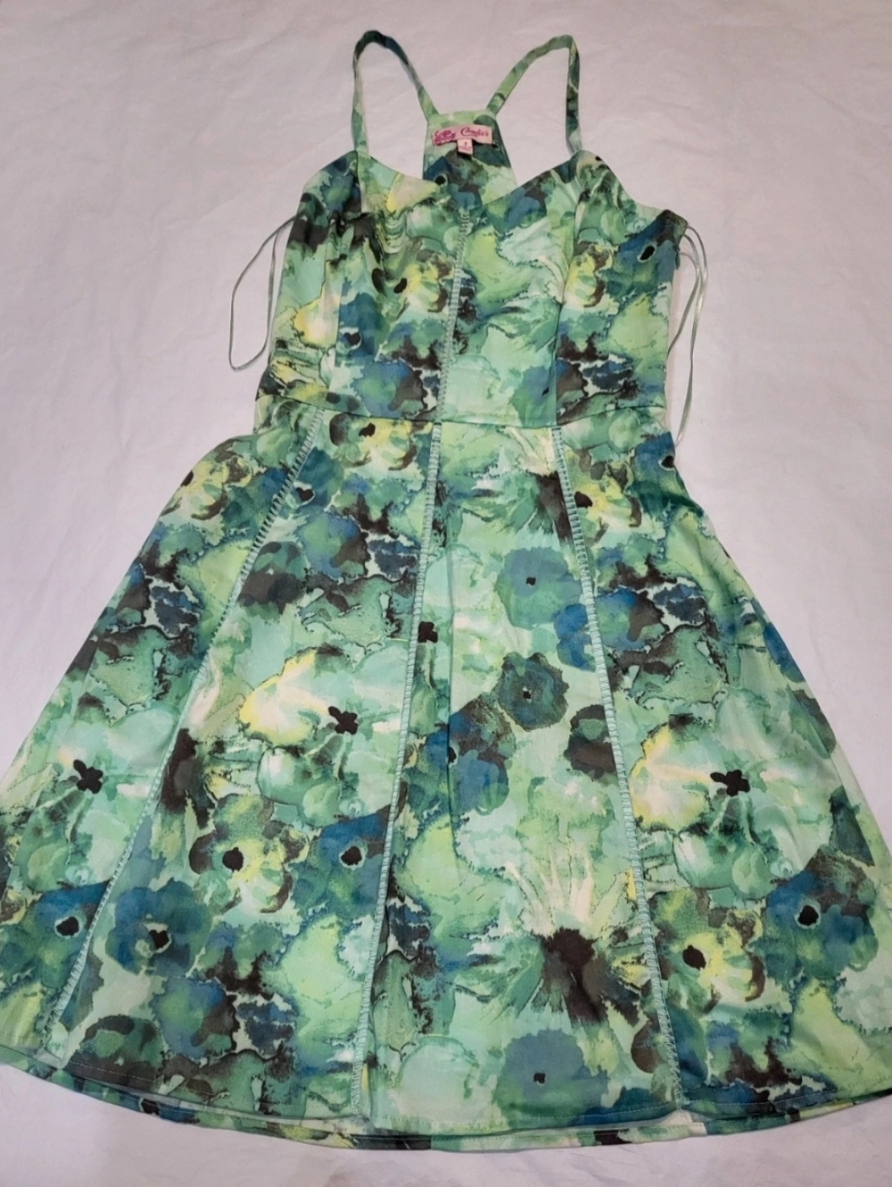 Candie's Mint Green Floral Fit & Flare Sundress. Sz 3